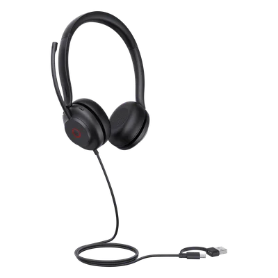 Diadema USB Profesional / Cancelación de Ruido 60% / Altavoz 35 mm / Micrófono Dual / Luz de Ocupado / Diseño Ergonómico