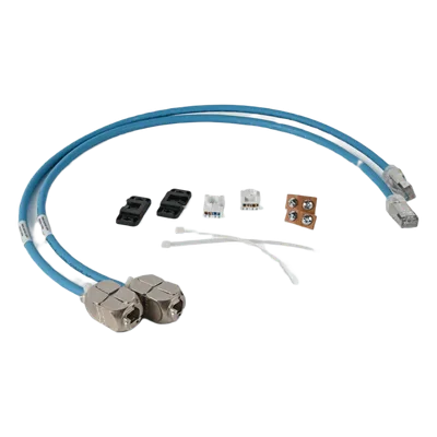 Conector In-Line / Cat6A / Blindado S/FTP / 28 AWG / 0.5 m (1.64 ft) / PoE hasta 100W / Re-terminable / CM/LSOH-1