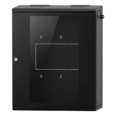 Gabinete Rack / 24 UR / 19 Pulgadas / Puerta de Cristal / Carga 80 kg / Abatible 120° / Laterales Removibles