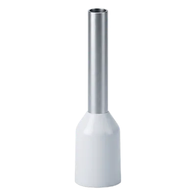 Conector Ferrule / 22 AWG / 0.5 mm² / Latón Estañado / PVC Blanco / Conductor 8 mm / 25 Piezas