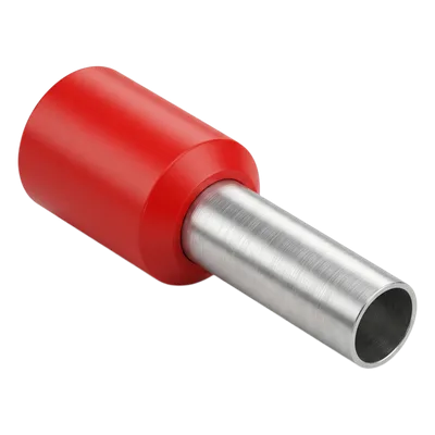 Conector Ferrule / 18AWG (1.0 mm²) / Latón Estañado / Aislamiento PVC Rojo / Punta 8 mm (0.31 in) / 25 Piezas