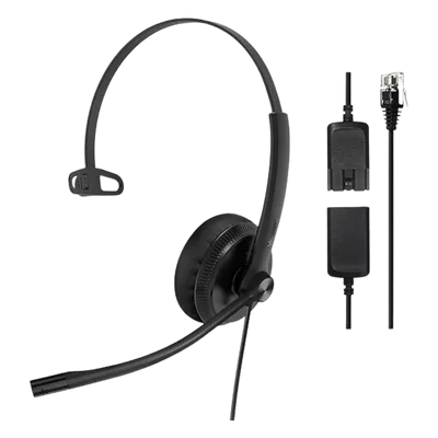 Diadema Monoaural / Audio HD Banda Ancha / Cancelación de Ruido / Conexión QD a RJ9 / ActiveProtection / Brazo Flexible 330°