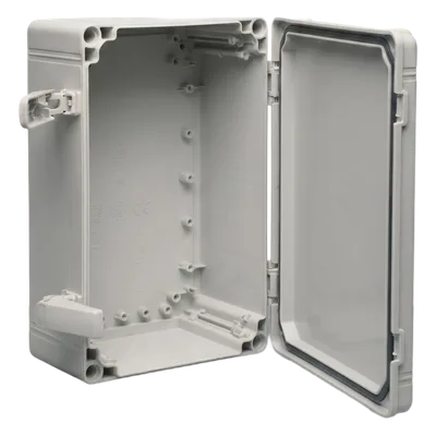 Gabinete Industrial Tipo 4X / 200 x 200 x 180 mm (7.87 x 7.87 x 7.09 in) / ABS Sin Halógenos / IP66 / Tapa Opaca con Tornillos / Panel Ajustable
