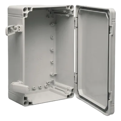 Gabinete Industrial Tipo 4X / ABS / IP66 / 400 x 300 x 180 mm (15.75 x 11.81 x 7.09 in) / Tapa Opaca con Tornillos / RAL 7035 / Panel Ajustable