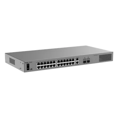 Switch Layer 2 Smart Cloud Managed / 28 Puertos Gigabit / 24 Puertos PoE+ 370 W / Switching 56 Gbps / Forwarding 41.664 Mpps / Protección 6 kV / CCTV Mode