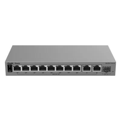 Switch Layer 2 Smart Cloud-Managed / 11 Puertos Gigabit / 8 Puertos PoE+ 70 W / 1 Puerto SFP Uplink / Protección 6 kV / Fanless