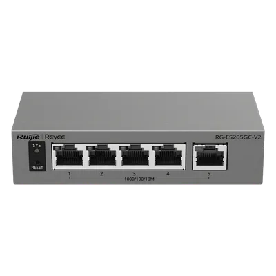 Switch Capa 2 Gestionado en la Nube / 5 Puertos Gigabit / Switching 10 Gbps / Forwarding 7.44 Mpps / Diseño sin Ventilador / Protección 6 kV / Modo CCTV de un Clic / 32 VLANs / Gabinete Metálico / Rui