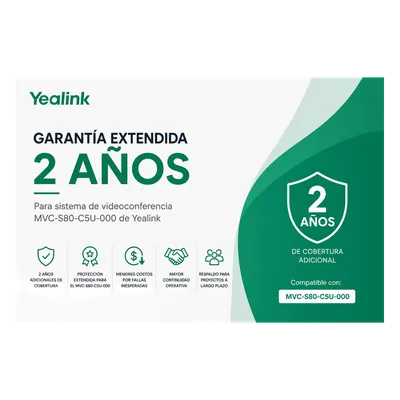 Garantia Extendida de 2 Años para Sistemas de Videoconferencia MVC-S80-C5U-000 de Yealink
