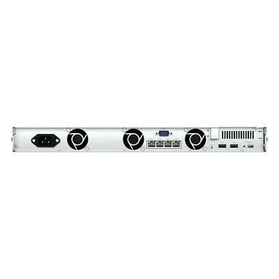 NAS Rackmount 4 Bahías / 1U 44 mm (1.73 in) / AMD Ryzen V1500B 4 Núcleos 2.2 GHz / 4GB DDR4 ECC SODIMM / 4x 1GbE RJ45 / PCIe 3.0 x8 / Escalable a 8 Bahías con RX426 / DSM / Storage Tiering