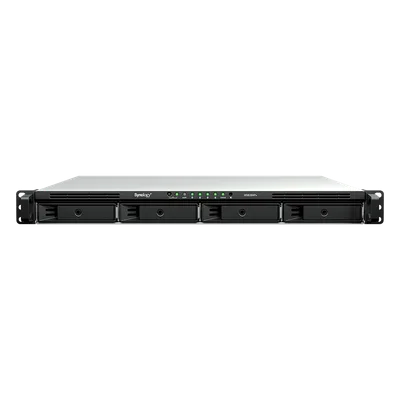 Servidor NAS Rackmount / 4 Bahías Hot-Swappable / 1U / 2000/1300 MB/s Lectura/Escritura / 4 Puertos 1GbE RJ45 / PCIe 3.0 x8 / Dual Power Supply Redundante / DSM / Almacenamiento Empresarial