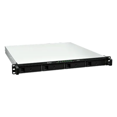 Servidor NAS Rackmount / 4 Bahías Hot-Swappable / 1U / 2000/1300 MB/s Lectura/Escritura / 4 Puertos 1GbE RJ45 / PCIe 3.0 x8 / Dual Power Supply Redundante / DSM / Almacenamiento Empresarial