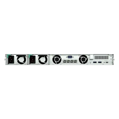 Servidor NAS Rackmount / 4 Bahías Hot-Swappable / 1U / 2000/1300 MB/s Lectura/Escritura / 4 Puertos 1GbE RJ45 / PCIe 3.0 x8 / Dual Power Supply Redundante / DSM / Almacenamiento Empresarial