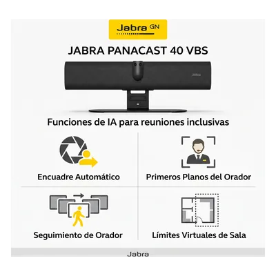 Barra de Video para Salas de Reuniones / Campo de Visión 180° / Cámara Dual Panorámica 4K / Zoom Digital 4X / 6 Micrófonos Beamforming / Altavoz Integrado / Certificación Teams y Zoom