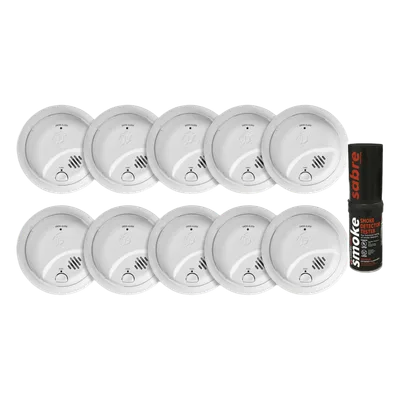 Kit de Detectores de Humo Autónomos / Sensor por Ionización / Alarma 85 dB / Humo Sintético Incluido / Batería Lateral