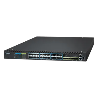 Switch Gestionado Capa 3 / Puertos 100G QSFP28 / 25G SFP28 / 10G SFP+ / Conmutación Non-Blocking 1520 Gbps / Apilado 10 Unidades / ERPS G.8032 / Fuente Redundante Hot-Swap