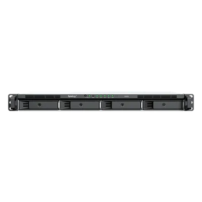 Unidad de Expansión RackStation / 1U 4 Bahías / SATA 3.5" y 2.5" Hot-Swap / Chasis Corto 290 mm (11.4 in) / Expansión en Línea / USB Type-C / Plug & Play / Garantía 3 Años