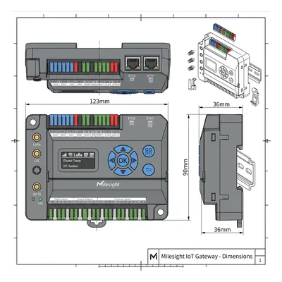 Gateway IoT LoRaWAN / 8 Canales / 2,000 Dispositivos / Quad-Core 1.5 GHz / Edge Computing / 4G LTE / KNX + BACnet + Modbus + M-Bus / 8 Entradas Universales