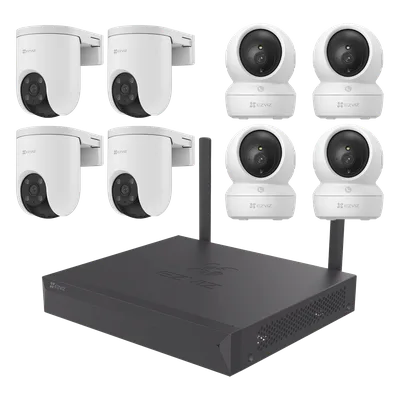 Kit de Cámaras Wi-Fi / 3 Megapixel / 8 Canales / 8 Cámaras / Visión Nocturna a Color / Detección de Humanos y Vehículos / Audio Bidireccional / NVR Wi-Fi
