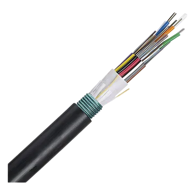 Cable de Fibra Óptica / 6 Hilos / Planta Externa / Armado / Multimodo OM4 50/125 / MDPE / Bloqueo de Agua en Seco / Enterrado Directo