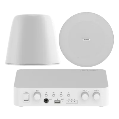 Kit de amplificador compatible con Spotify | Bluetooth | 2 Altavoces Colgantes | sistema 100v | 2 canales con control de volumen independiente | música ambiental