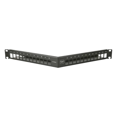 Patch Panel Angulado 10G MAX UTP / 24 Puertos Vacíos / 1U Rack 19" / Compatible Z-MAX® y UltraMAX™ / Color Negro / Administrador de Cable Integrado