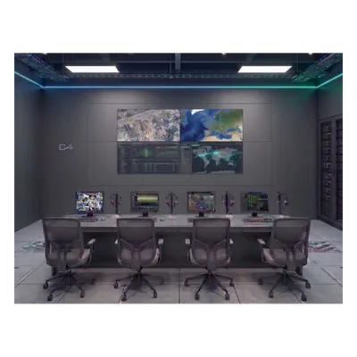 Videowall 2x2 / 4 Pantallas LCD 55" Full HD / Bisel 3.5 mm / Decodificador 16 Salidas HDMI 4K / Montaje de Pared / Operación 24/7