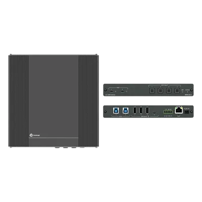 Switcher USB 3.2 | 2 Hosts USB-C con PD 3.0 | 2 Hosts USB-B | 4 Puertos USB Periféricos | Conmutación Automática | Control IP y RS-232 | PoE | Alimentación 20V DC 80W | MegaTOOLS™ Fan-less
