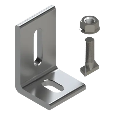 Herraje en L para Fijación al Suelo / Aluminio Serie 6000 / Acero Inoxidable / Compatible con N Rail 4.72 / Techos Planos e Inclinados