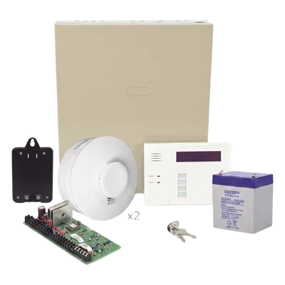 Panel de Intrusión / 48 Zonas Cableadas o Inalámbricas / 3 Particiones / 2 Detectores de Humo Inalámbricos / Carga y Descarga por Internet / 16 Salidas Programables