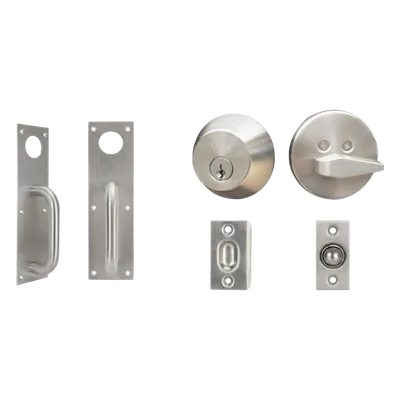 Kit de Herraje para Puerta / Jaladera 30 cm (11.8 in) / Cerrojo B500P con Llave Mariposa / Pestillo de Bola Ajustable / Acero Inoxidable y Cromo