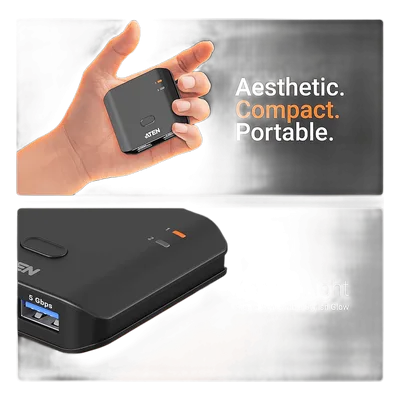 Switch USB 3.2 Gen 1 / 5 Gbps / 2 PCs / 2 Puertos USB Tipo-A / InstaSync / Botón Integrado / Plug-and-Play