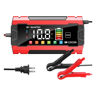 Cargador Inteligente Automático / 3 Etapas / 12V 10A / 6 Modos de Batería / LCD / Entrada 100-240V