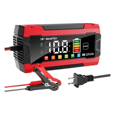 Cargador Inteligente Automático / 3 Etapas / 12V 10A / 6 Modos de Batería / LCD / Entrada 100-240V