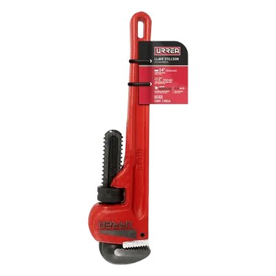 Llave Stilson de 18" / Hierro Maleable / Maneral Ergonómico / Capacidad Máxima de Tubo 2 1/2" / Sistema de Quijadas con Resorte / Montura Super Reforzada / Ambas Quijadas Endurecidas.