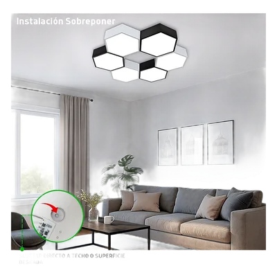Lámpara LED Poligonal / 18 W / 1 800 lm / 6 500 K / 140° / Montaje Sobreponer o Suspendido / 85-265V~ 50/60 Hz