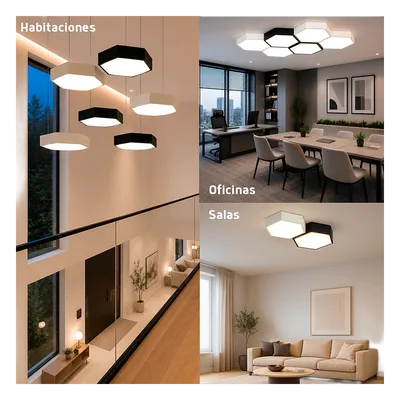 Lámpara LED Poligonal / 18 W / 1 800 lm / 6 500 K / 140° / Montaje Sobreponer o Suspendido / 85-265V~ 50/60 Hz