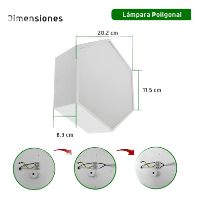 Lámpara LED Poligonal / 18 W / 1 800 lm / 6 500 K / 140° / Montaje Sobreponer o Suspendido / 85-265V~ 50/60 Hz