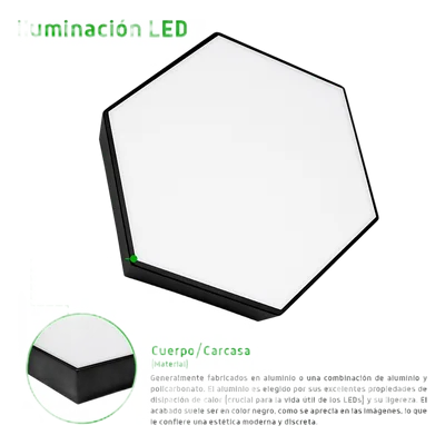 Lámpara LED Poligonal / 18 W / 1 800 lm / 6 500 K / 140° / Montaje Sobreponer o Suspendido / 85-265V~ 50/60 Hz