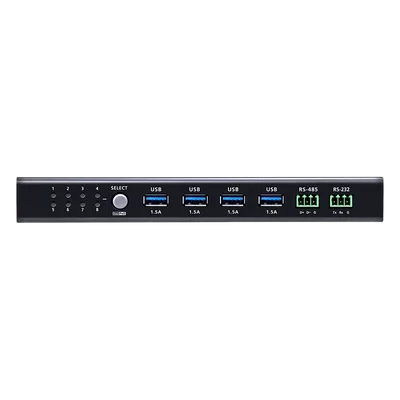 Conmutador de Uso Compartido USB 3.2 Gen 1 Industrial | 8 Puertos para Computadoras | 4 Puertos para Dispositivos | 5 Gbps | Selección por Botón, RS-232/485 o Remoto | Power on Detection | Carcasa de