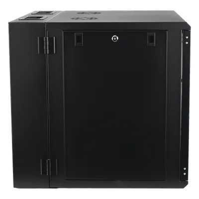 Gabinete de Pared Abatible / Rack 19" 12U / Ventana Cristal Templado / Apertura 120° / Laterales Removibles