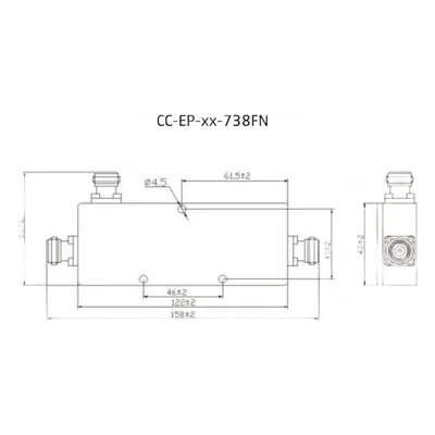 Acoplador Direccional / 694-3800 MHz / 300W / N hembra / 8 dB / PIM < -155 dBc / IP65 / Bajo Pérdida