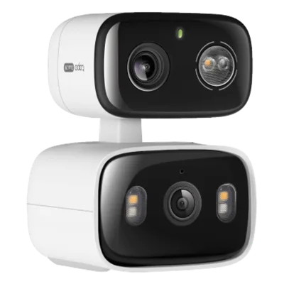 Cámara IP Dual PTZ / Dual Lente 2K+2K / 3 Megapixel cada lente / Seguimiento Sincronizado / Visión Nocturna a Color / IP65 / Audio Bidireccional