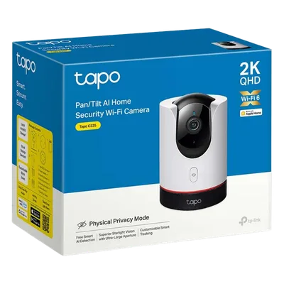 Cámara IP Pan/Tilt / 2K QHD 2688 × 1520 px / Wi-Fi 6 / Visión Starlight F1.6 / Detección IA Personas-Mascotas-Vehículos / Audio Bidireccional / Privacidad Física / microSD 512 GB
