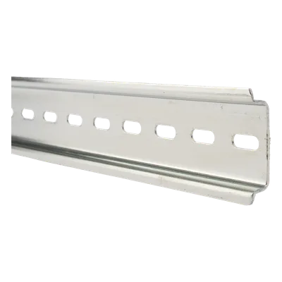 Riel DIN Estándar / 35 mm / 25 cm (9.84 ft) de Longitud / Acero Cromado Zinc / Ranura Central / Paquete de 4