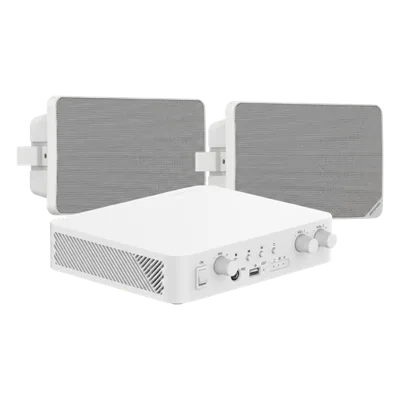 Kit de Audio / 70V-100V / 2 Altavoces de Pared / Bluetooth / 2 Zonas / 80W / Control Web