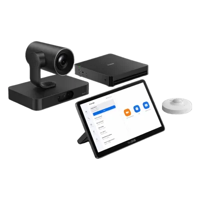 Sistema de Videoconferencia / Zoom Rooms / Cámara Dual 4K / 4 Lentes / Zoom Óptico 20x / Panel Táctil 11.6" / Procesador Intel Ultra5 con NPU / IA Avanzada