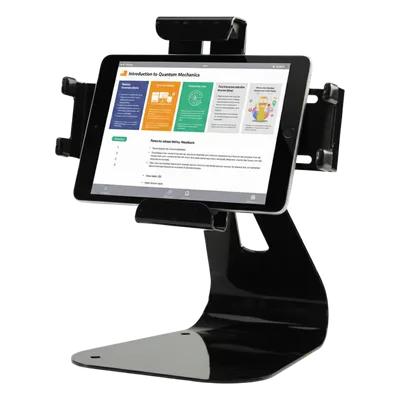 Soporte de Mesa para Tabletas / Ajuste Universal Altura-Ancho / Inclinación ±30° / Rotación 360° / Capacidad 5 lb (2.27 kg) / Versión Seguridad Antirrobo / Gestión de Cables