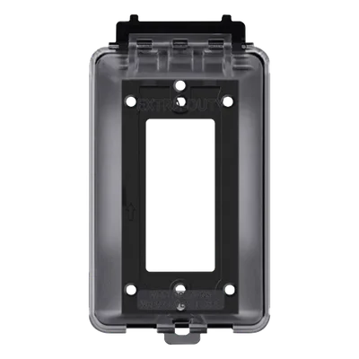 Caja Protectora de Contactos para Exterior / Policarbonato de Alto Impacto / Protección NEMA 3R / 127V 15A 60Hz / Tapa Transparente Base Negra / Resistente a Intemperie UV