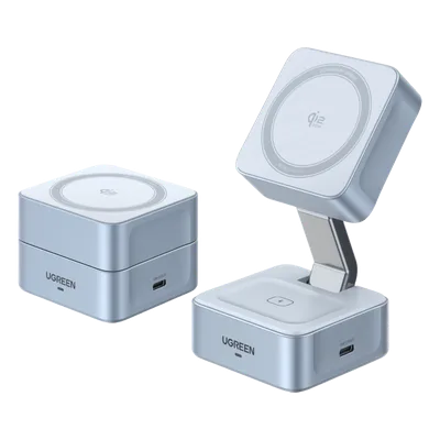 Cargador Inalámbrico Magnético / Qi2 Certificado 25W / Doble Carga + USB-C 5W / Plegable / 16 Imanes 7N / Enfriamiento Inteligente