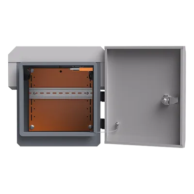 Gabinete de Protección IP55 / Acero SPCC / 250 x 250 x 180 mm / Rieles DIN / 4 Placas Laterales / Montaje Exterior